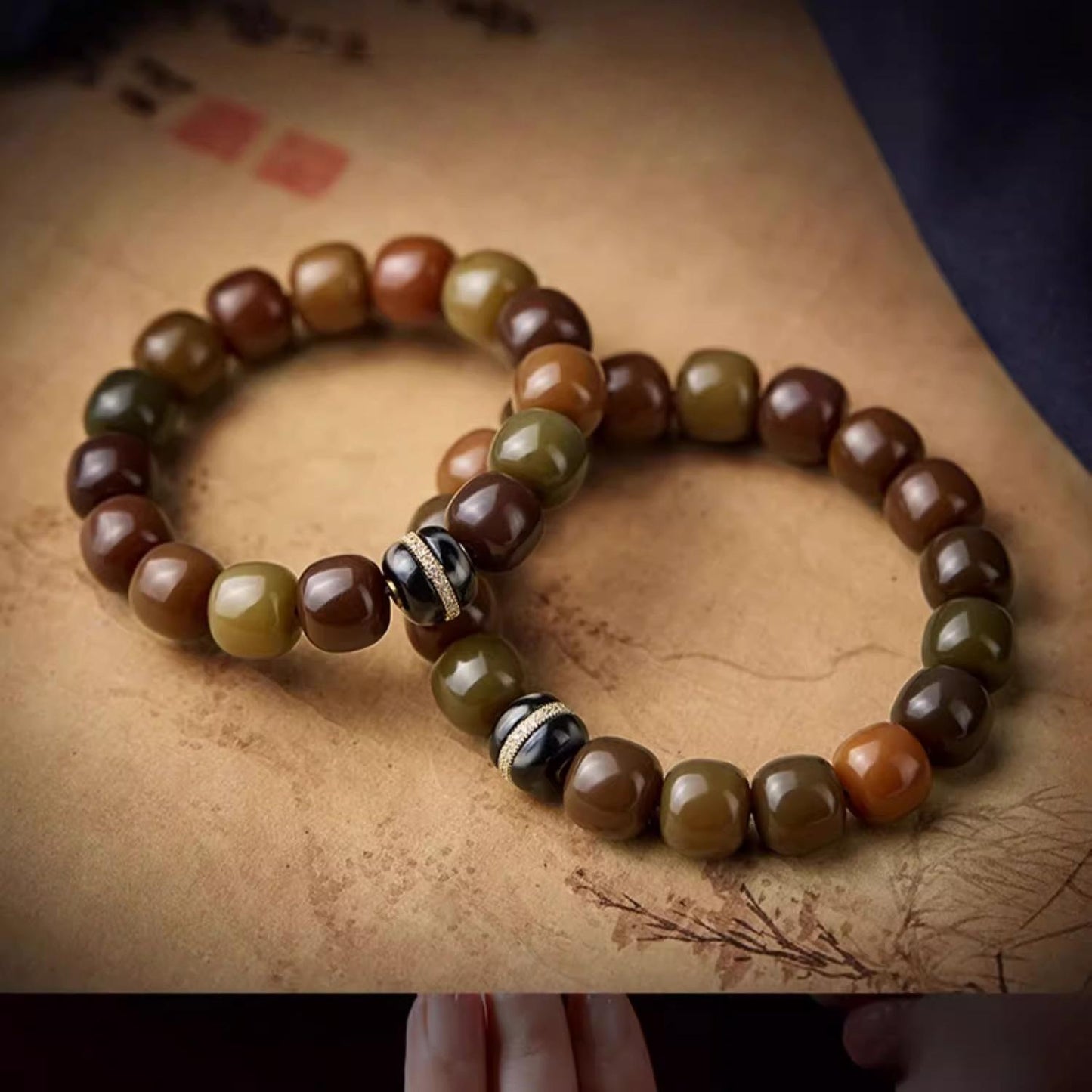 Dzi Agate & Tiger Bark Bodhi Bracelet - Wisdom & Vitality