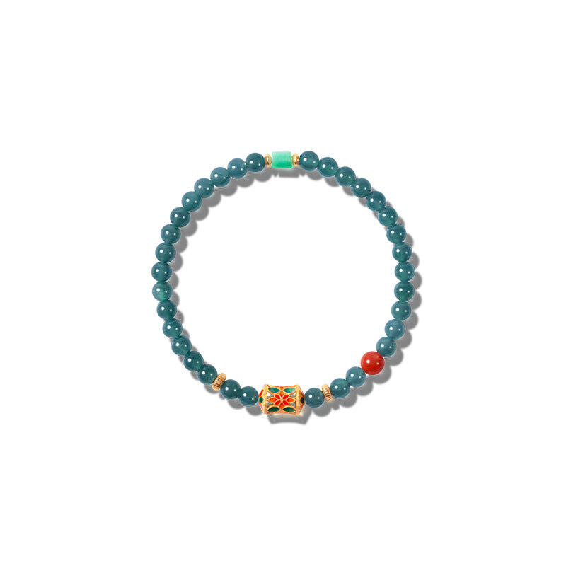 S925 Guatemala Jade & Red Enamel Bracelet - Protection & Vibrant Energy