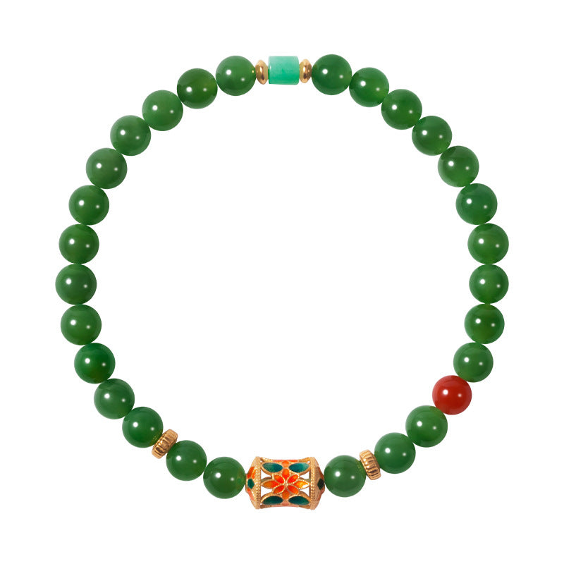 S925 Silver Pakistan Red Enamel Bracelet - Cultural Vitality & Protection