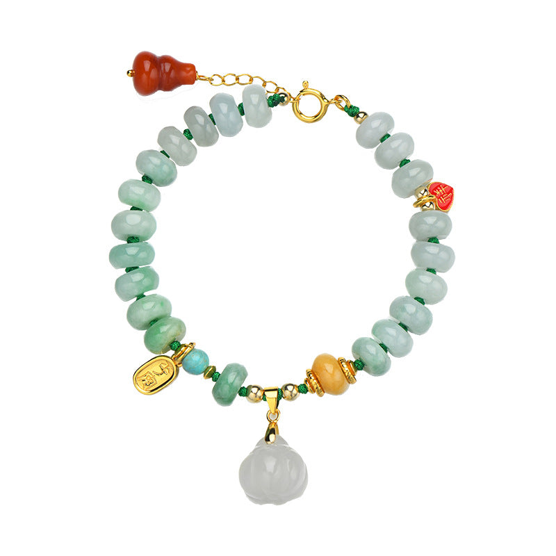S925 Silver Inlaid Nanhong & Hetian Jade Bracelet - Harmony & Blessings