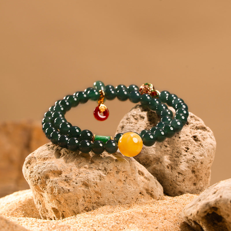 Guatemalan Jade Bracelet with Peace Knot - Healing Energy & Protection