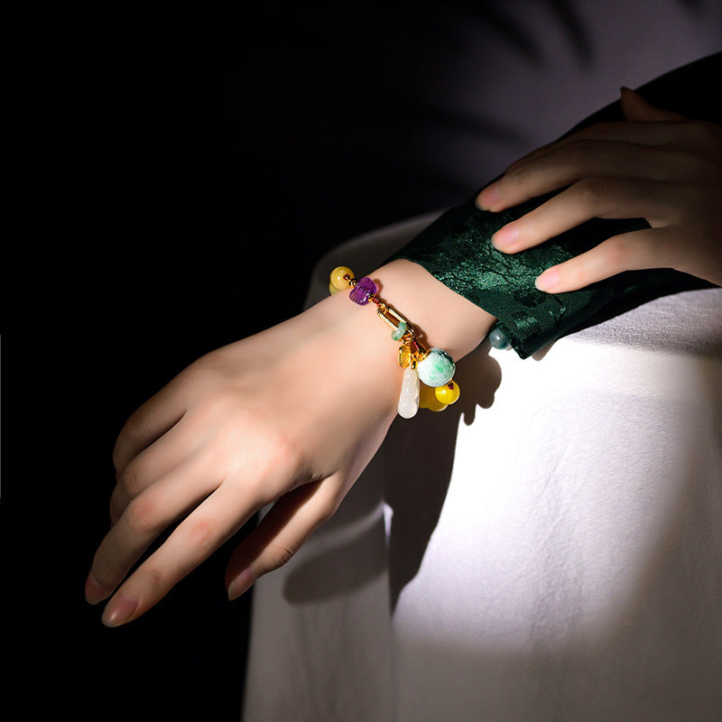 S925 Silver Jade & Amber Bracelet - Harmony & Vitality