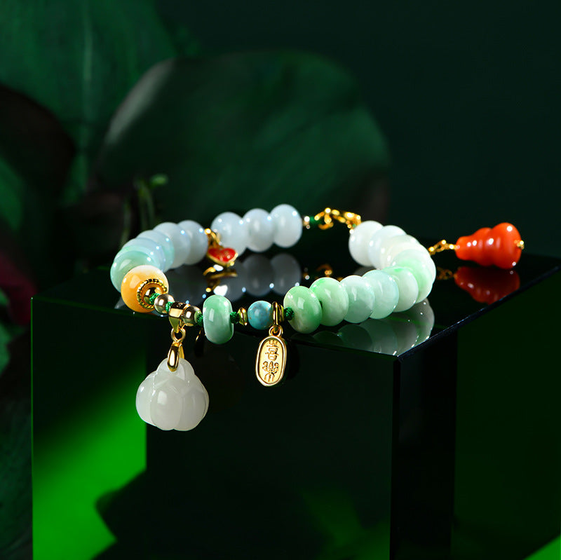 S925 Silver Inlaid Nanhong & Hetian Jade Bracelet - Harmony & Blessings