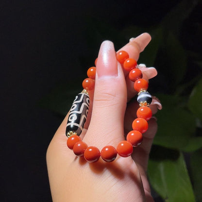 Tibetan Nine-Eye Dzi Agate Bracelet - Sacred Guard & Abundance