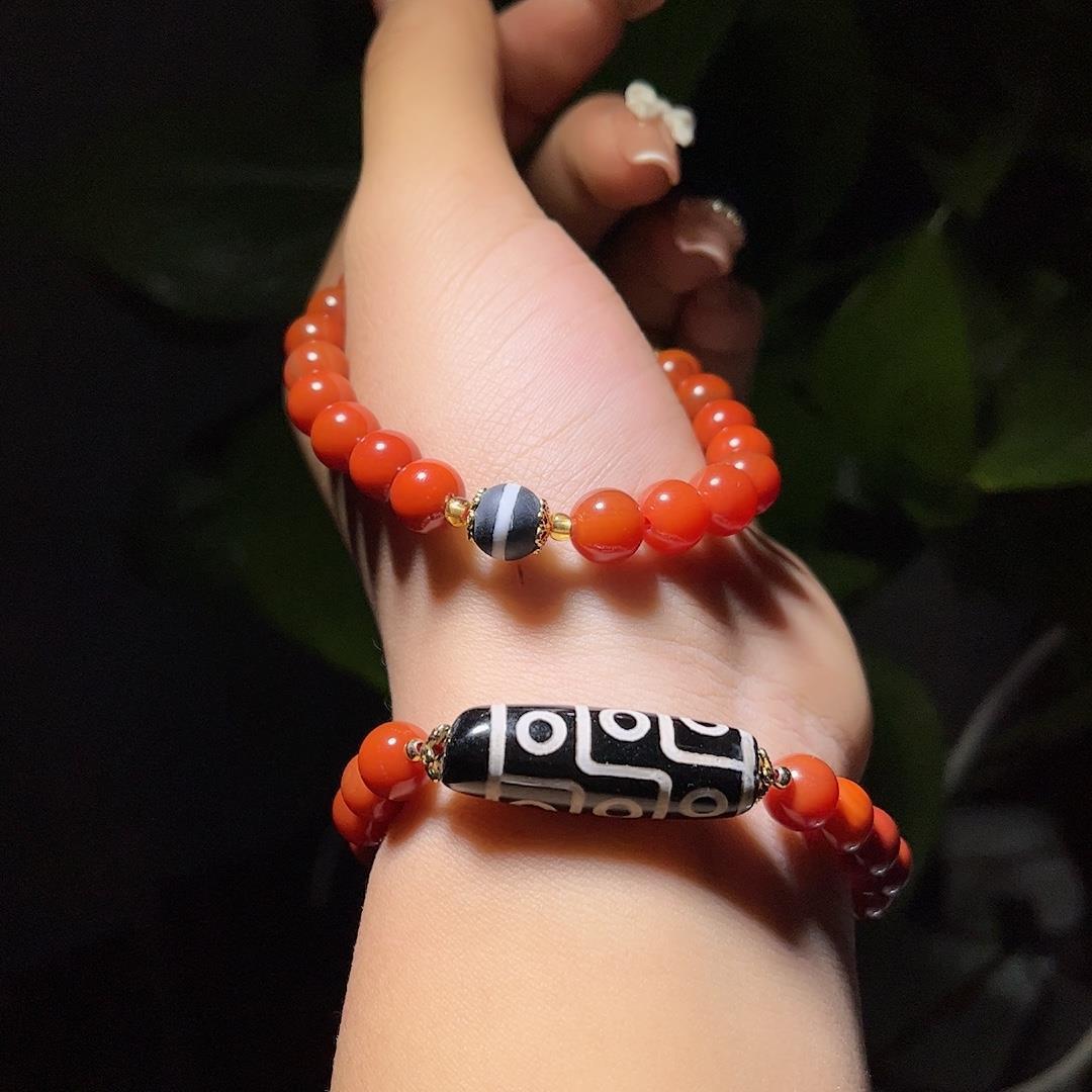 Tibetan Nine-Eye Dzi Agate Bracelet - Sacred Guard & Abundance