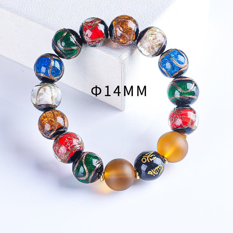 Ash Glazed Bead Bracelet (Six - Syllable Mantra Topper Version)