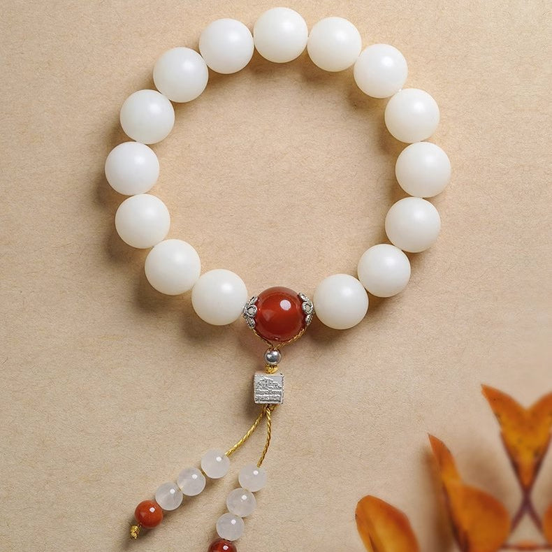 Tibetan White Bodhi Bracelet - Spiritual Clarity & Vibrant Energy