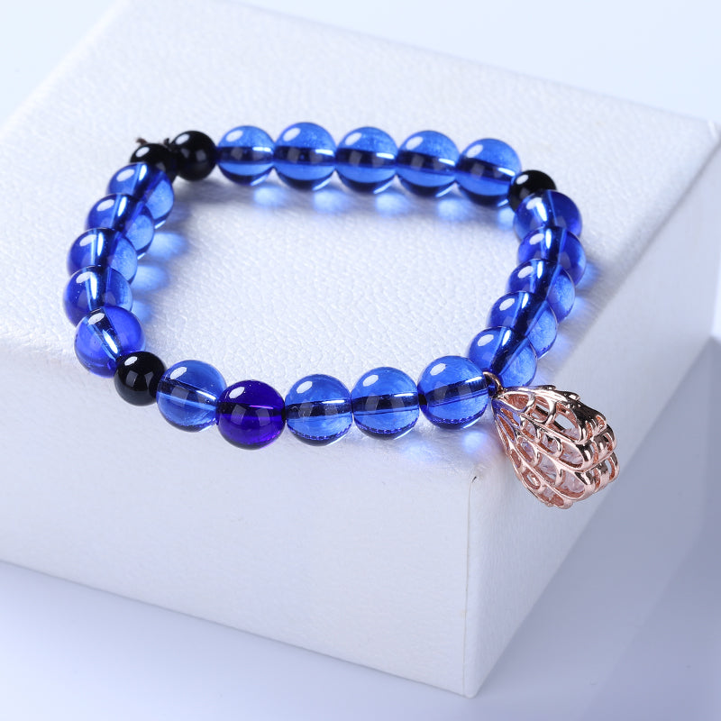 Cobalt-Blue Glazed Bead Bracelet -Tranquility&Style