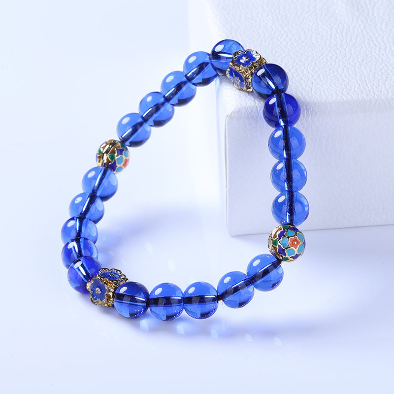 Cobalt-Blue Glazed Bead Bracelet -Tranquility&Style