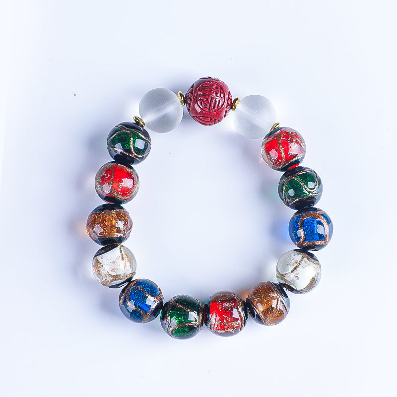 Incense-Ash Glazed Bead Bracelet (Cinnabar)