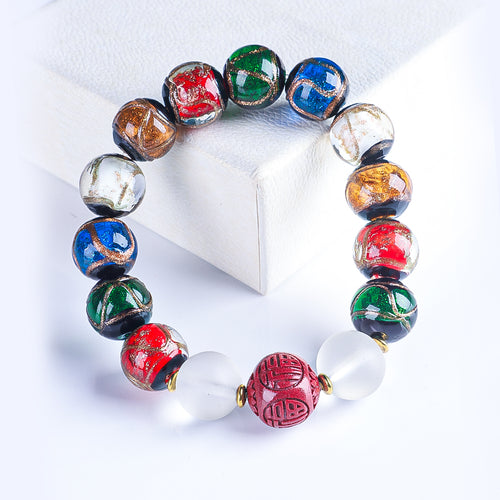 Incense-Ash Glazed Bead Bracelet (Cinnabar)