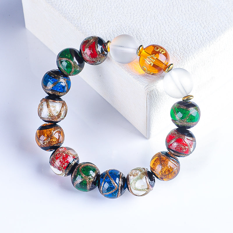 Ash Glazed Bead Bracelet (Six - Syllable Mantra Topper Version)