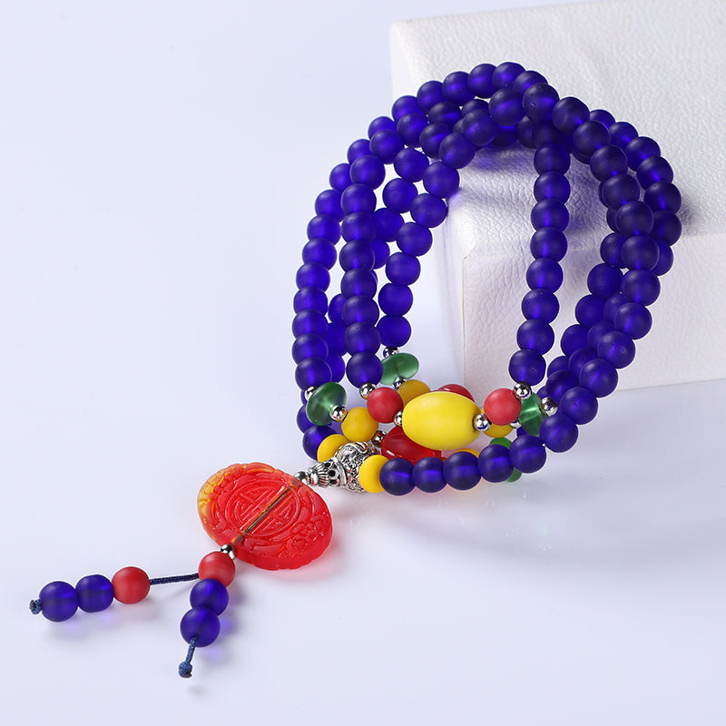 Blue Glazed Bead Bracelet-Balance&wisdom