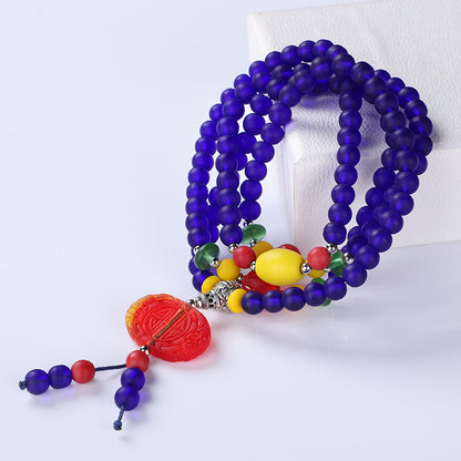Blue Glazed Bead Bracelet-Balance&wisdom