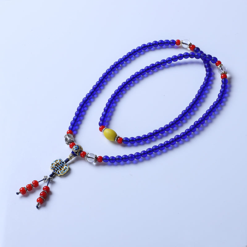 Cloud-Patterned Pendant Glazed Bead String