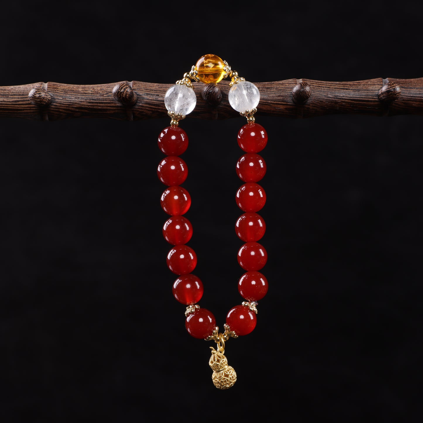 Natural Red Agate Gourd - shaped Bead Bracelet