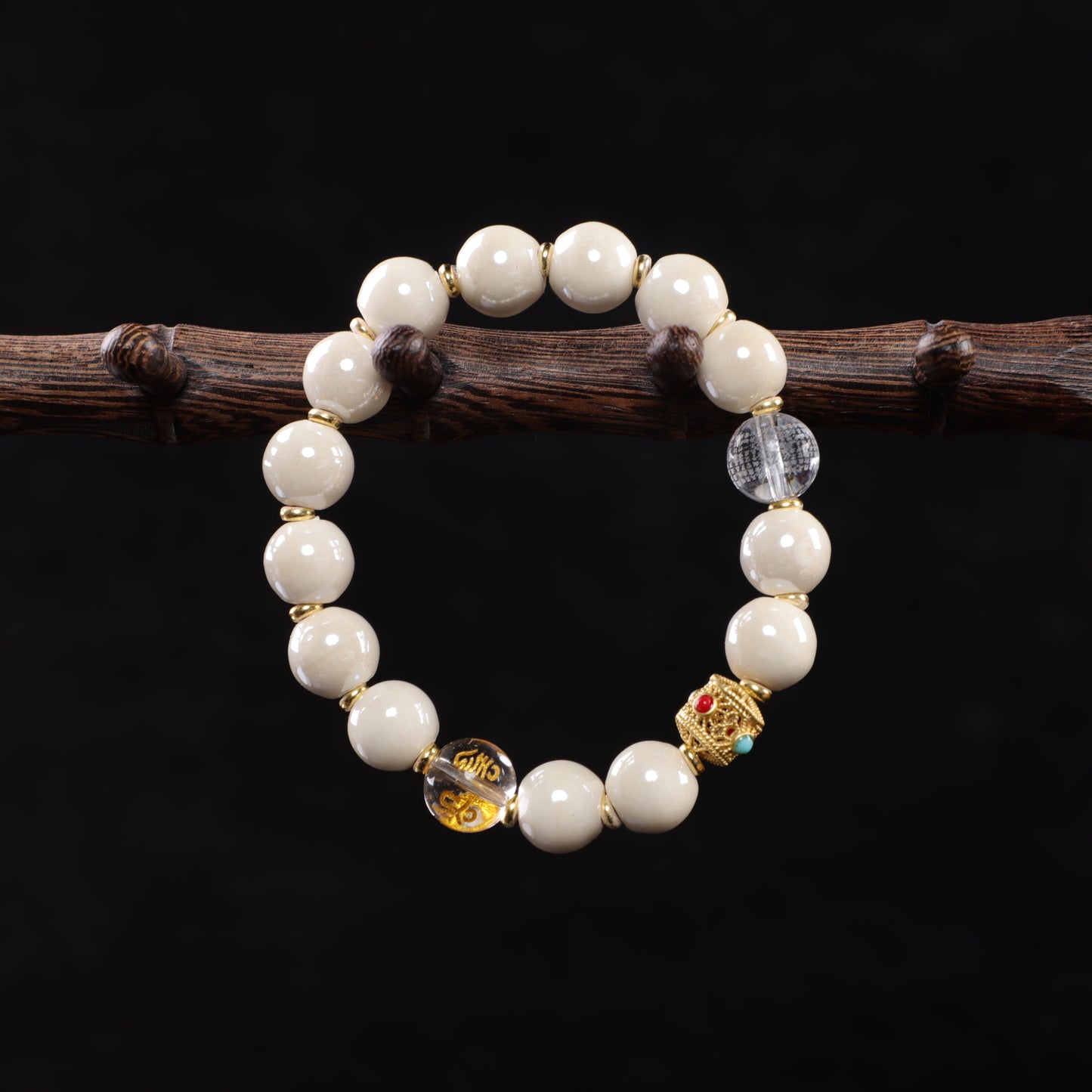 Six-Syllable Mantra Porcelain Bead Bracelet