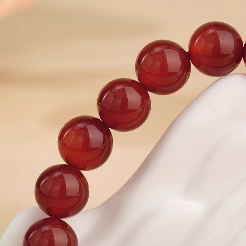 Tibetan Carnelian & Dzi Bead Talisman Bracelet - Prosperity & Vitality