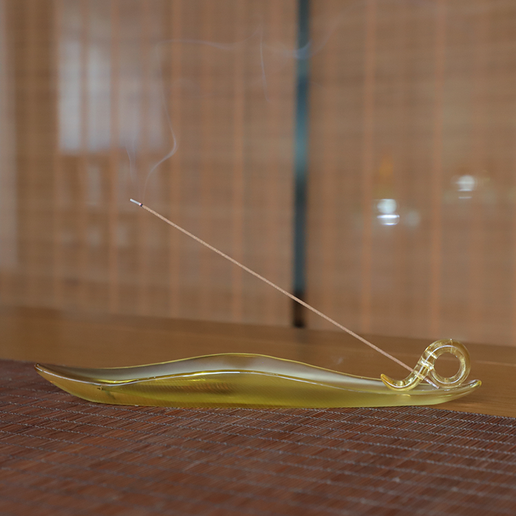 Artisan Crafted Glass Leaf Incense Holder