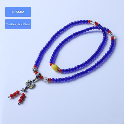 Cloud-Patterned Pendant Glazed Bead String