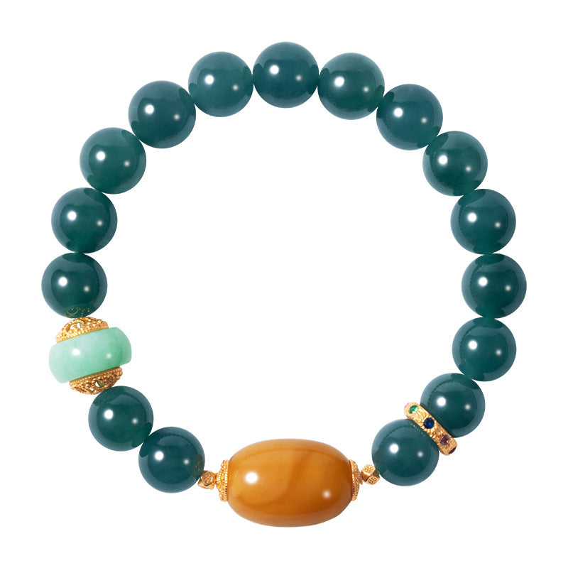 Azure Nephrite & Amber Silver-Gilt Bracelet - Harmony & Vitality