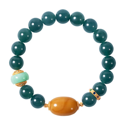Azure Nephrite & Amber Silver-Gilt Bracelet - Harmony & Vitality