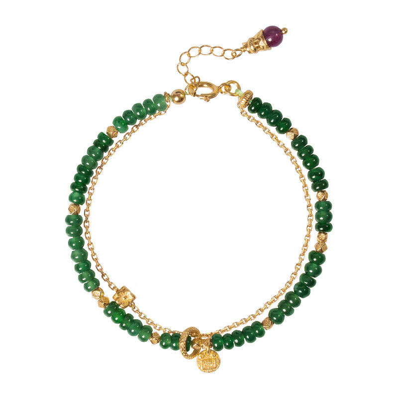 Guatemalan Blue Jade & Gold Bracelet - Vitality & Elegance