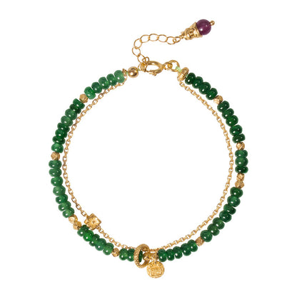 Guatemalan Blue Jade & Gold Bracelet - Vitality & Elegance