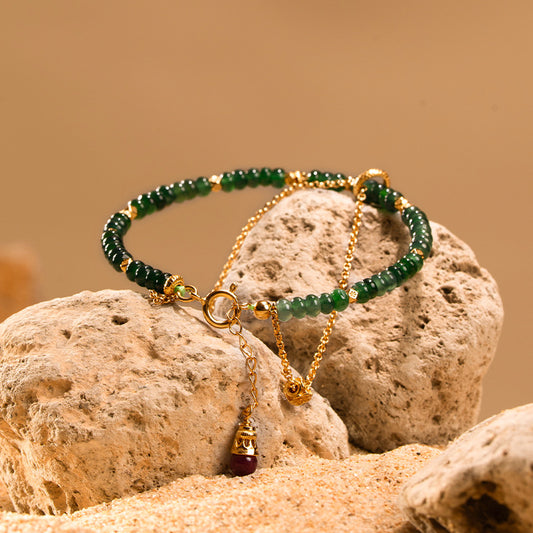 Guatemalan Blue Jade & Gold Bracelet - Vitality & Elegance