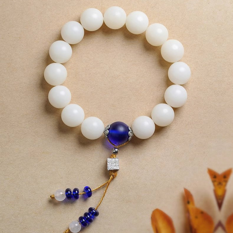 Tibetan White Bodhi Bracelet - Spiritual Clarity & Vibrant Energy